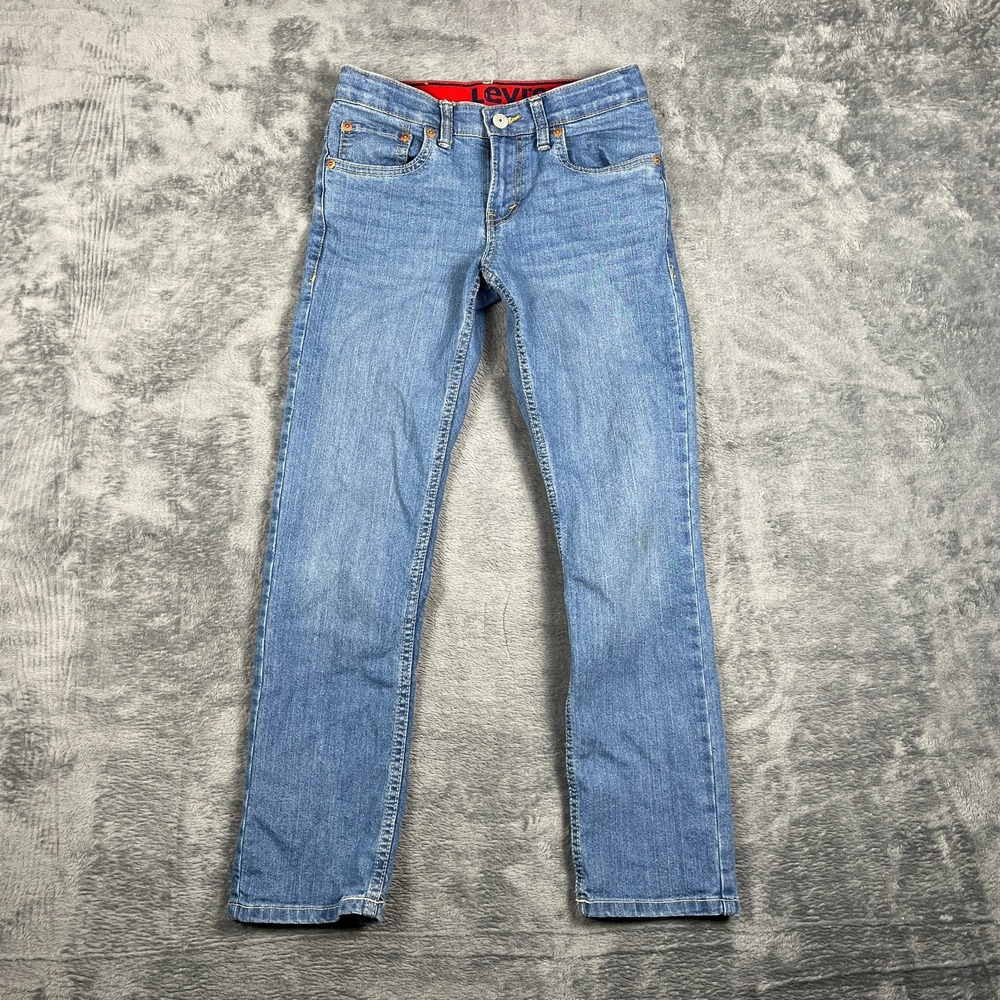 Levi’s 511 Jeans Boys 10 Blue Whiskered Denim Cotton Stretch Logo Straight Leg